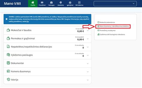 Identifikavimas telefonu ir prisijungimas prie Mano VMI