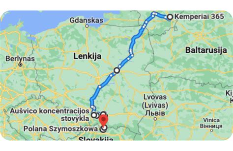 Žemėlapis Šiaurės Lenkijos - maršrutas Malborkas-Gdanskas-Sopot