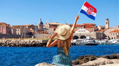 Dalmatijos pakrantės kraštovaizdžio iliustracija