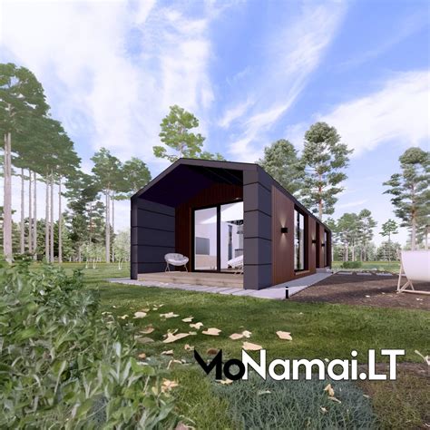 modernūs svečių namai su terasa