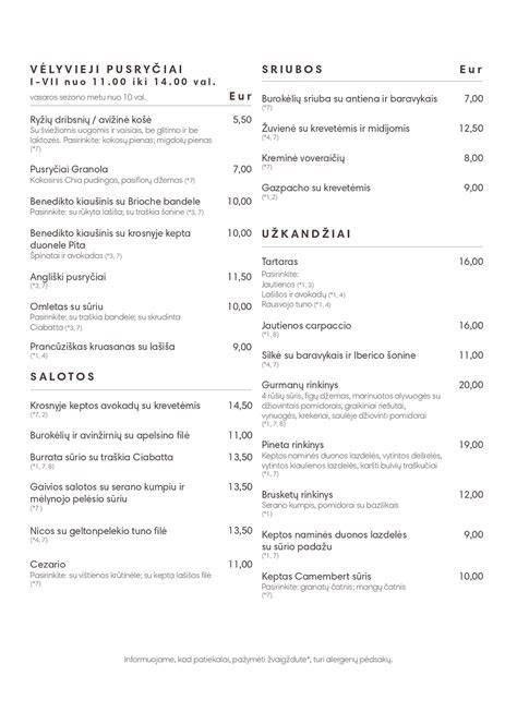 restorano meniu ir jaukios kavinės erdvės
