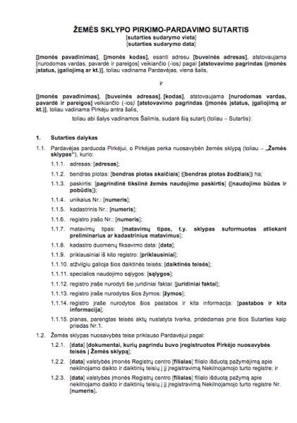 žemės sklypo dydžio pavyzdys