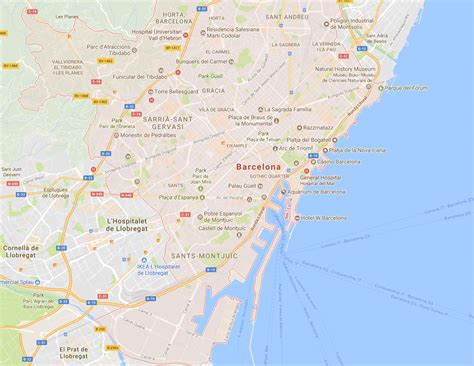 map of Barselona city highlights