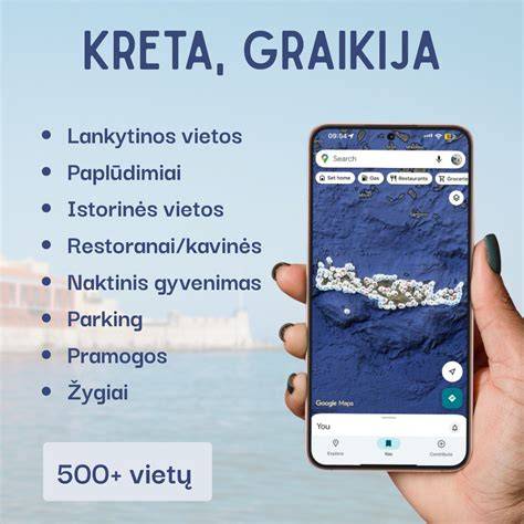 Kretos istorinės vietos žemėlapis