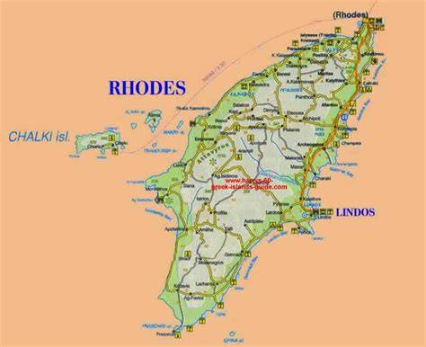 žemėlapis Graikijos salos Rodas
