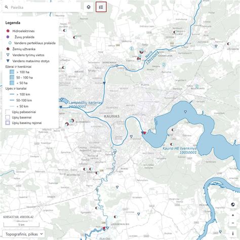 Žemėlapis su populiariausiomis sodybomis ant upių kranto