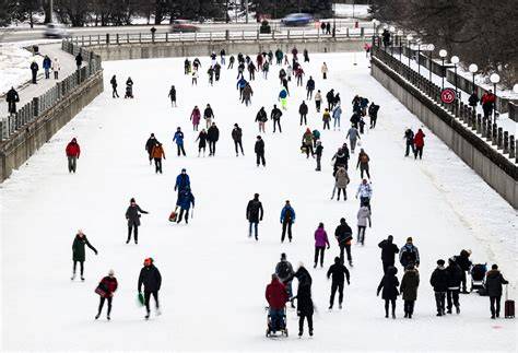 Rideau kanalo skateway žiemą