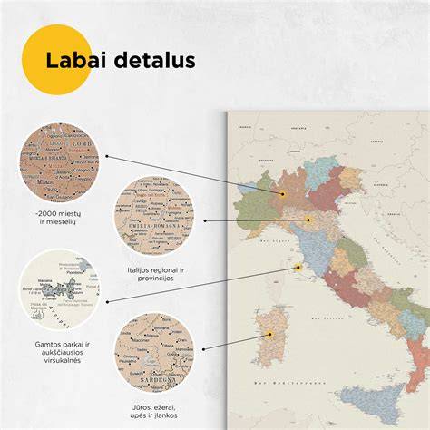 Italijos žemėlapis su garsiausiomis vietomis