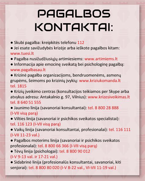 Beatrių namų informacijos ir pagalbos kontaktai