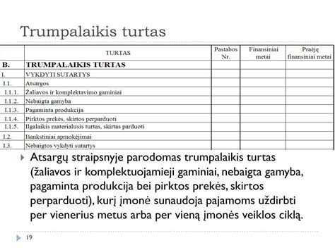 Trumpalaikio turto rodiklių reikšmė