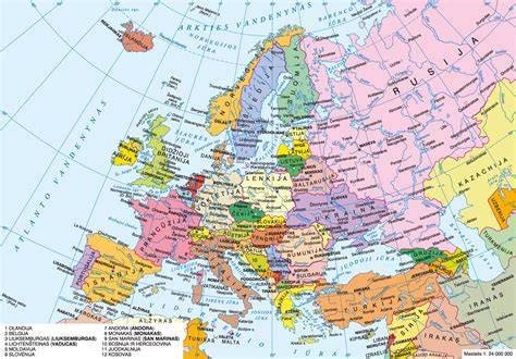 Europos miestų savaitgalio maršrutų žemėlapis