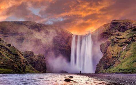 Skogafoss krioklis panorama