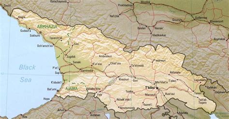 Žemėlapis Gruzijos ir Abchazijos regionų situacija
