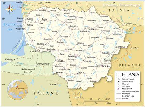 map of Lithuania and Georgia highlighting names